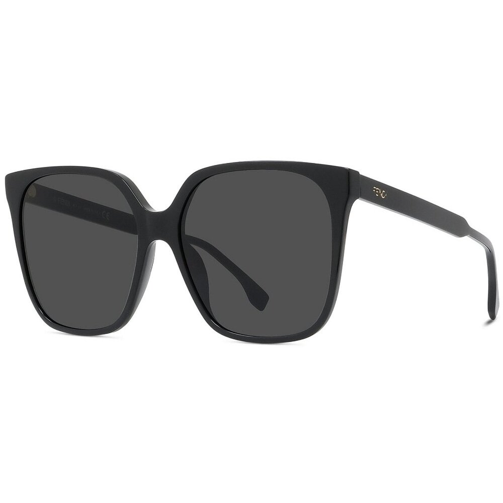Fendi Fine 59mm Geometric Sunglasses shiny black smoke FE400301 01A